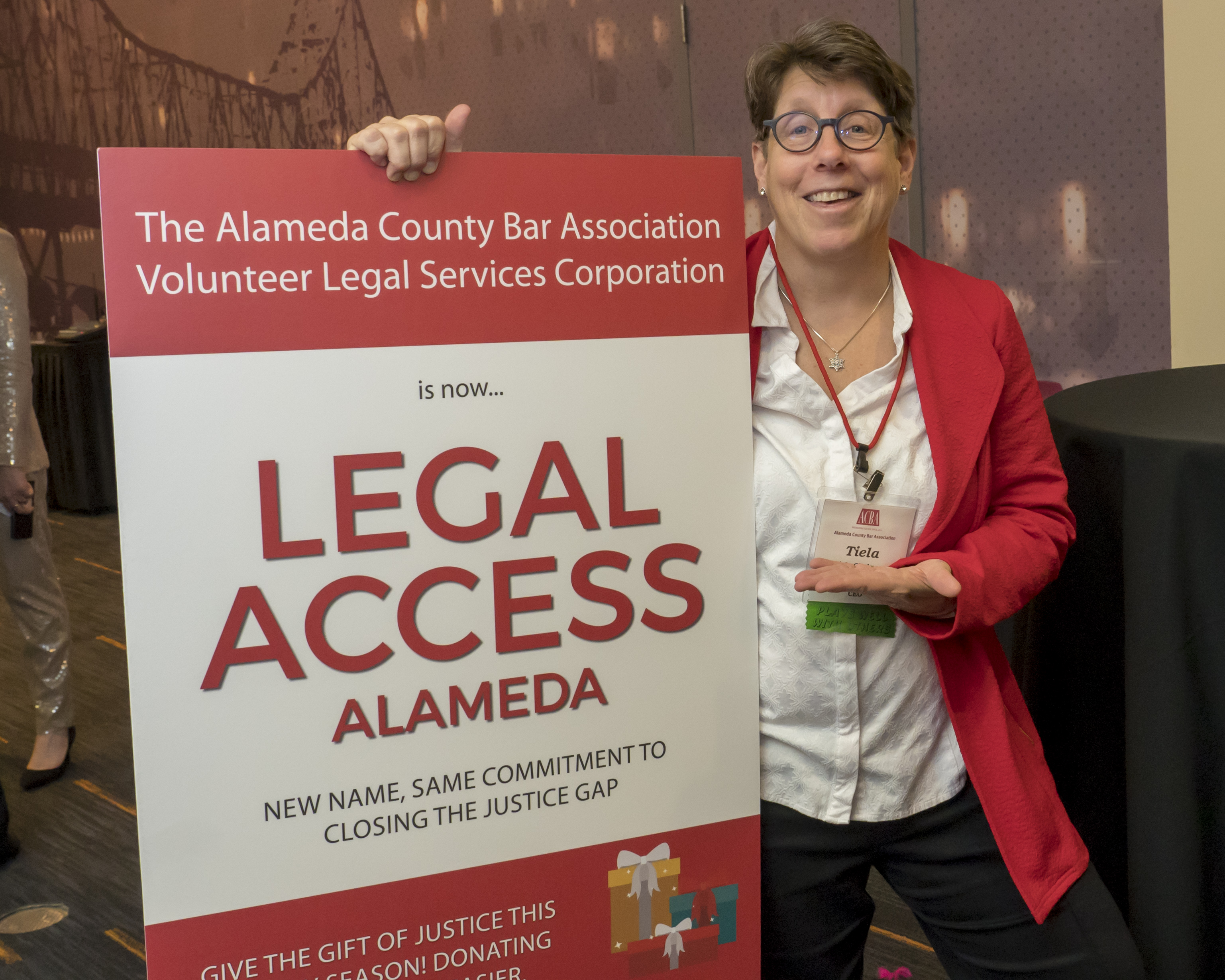 Tiela Chalmers with Legal Access Sign