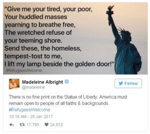 Former Secretary of State Madeline Albright's Tweet