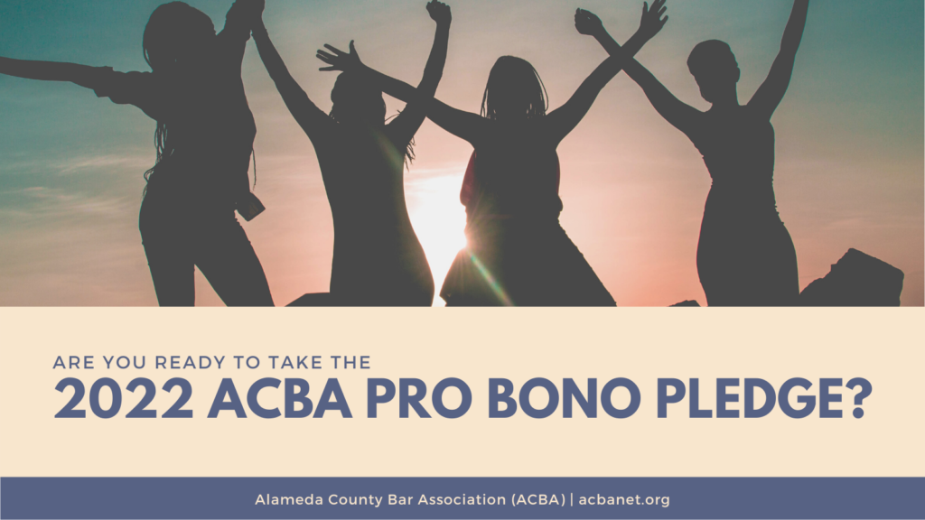 ACBA Pro Bono Pledge women jumping sunset background