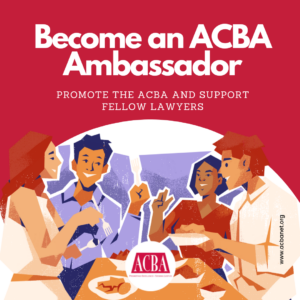 Become an ACBA Ambassador - group of four laughing friends around a table eating