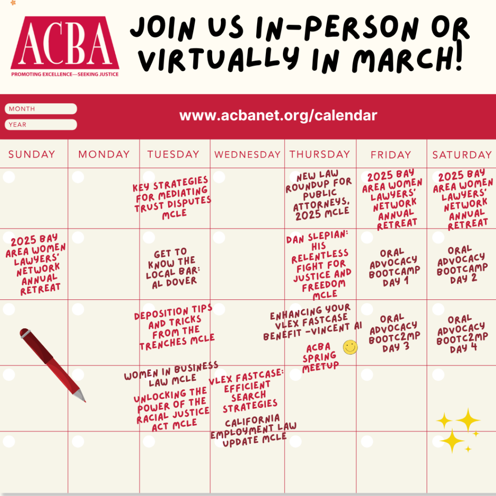 March 2025 ACBA Calendar