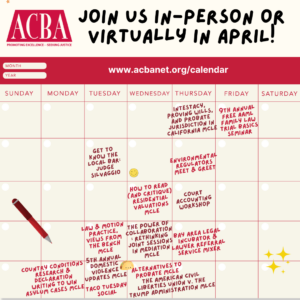 April 2025 ACBA Calendar