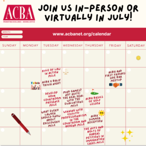 ACBA July Programs and Events - calendar