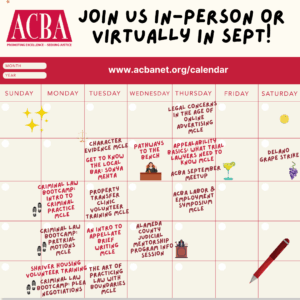 September 2025 ACBA Calendar