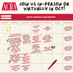 October 2025 ACBA Calendar