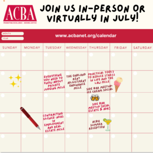 July 2026 ACBA Calendar